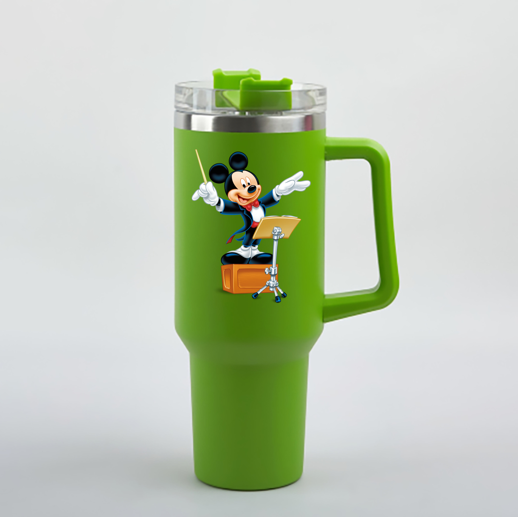 （画像用） ミッキーマウス Mickey Mouse 1200mL車用タンブラー - クリスタルステッカー（プラスチックストロー付き）